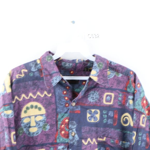 Vintage Abstract Geometric All Over Button Shirt - Picture 2 of 6